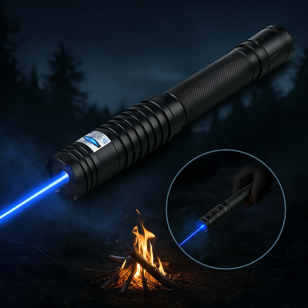 High-Intensity Blue Beam Tactical Laser Torch angled view