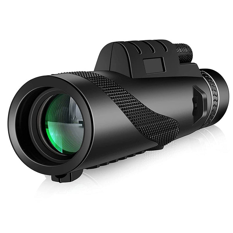 Black portable HD zoom telescope with green lens coating