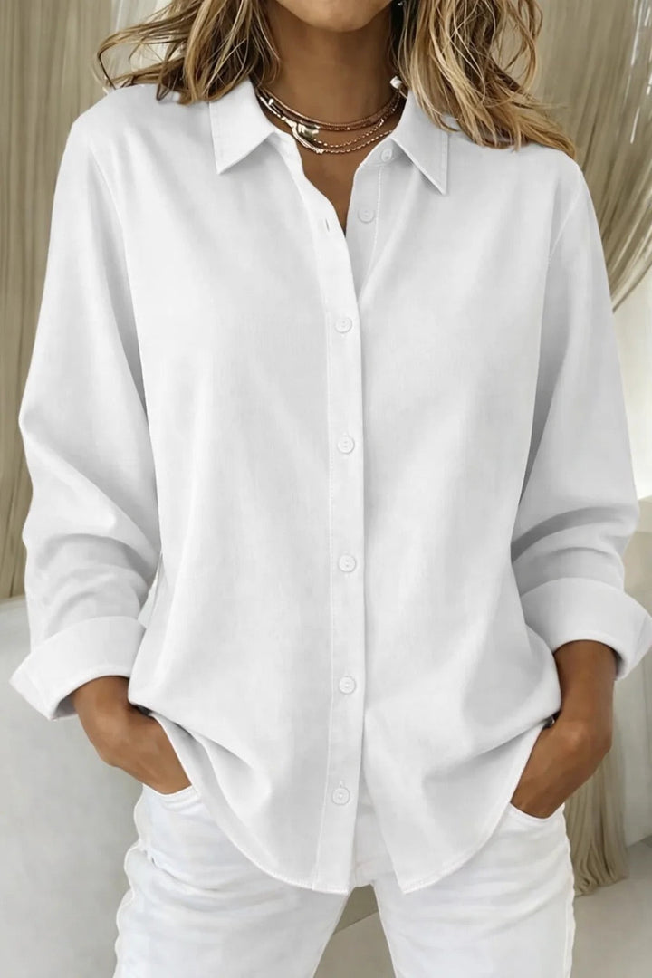 Office wear women's shirt with button-down design and classic long sleeves