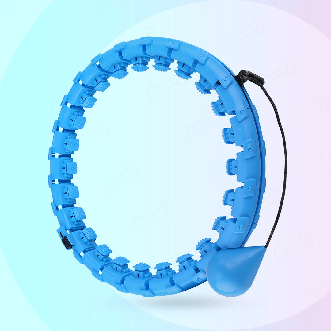Blue adjustable fitness hula hoop with weighted ball attachment