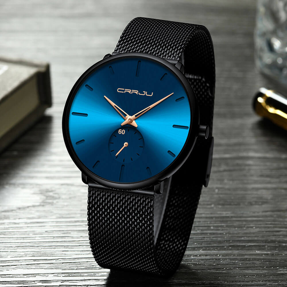 Water resistant fashion watch for men showing clean dial markers