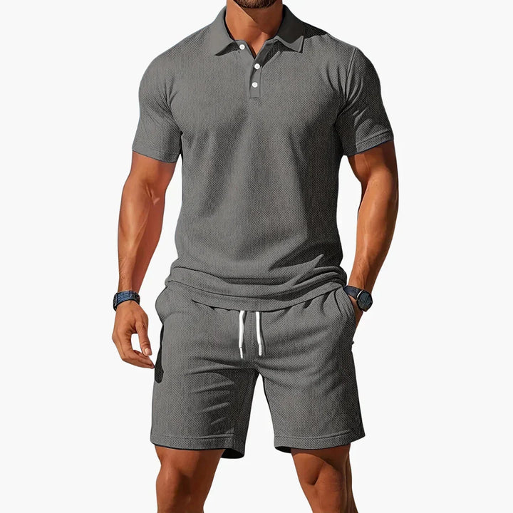 Detailed shot of the elastic waistband on the casual shorts