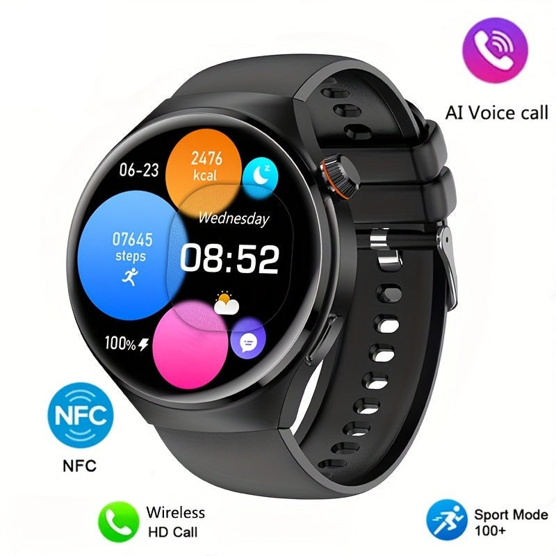 Men's black NFC smartwatch Orion displaying a colourful activity dashboard