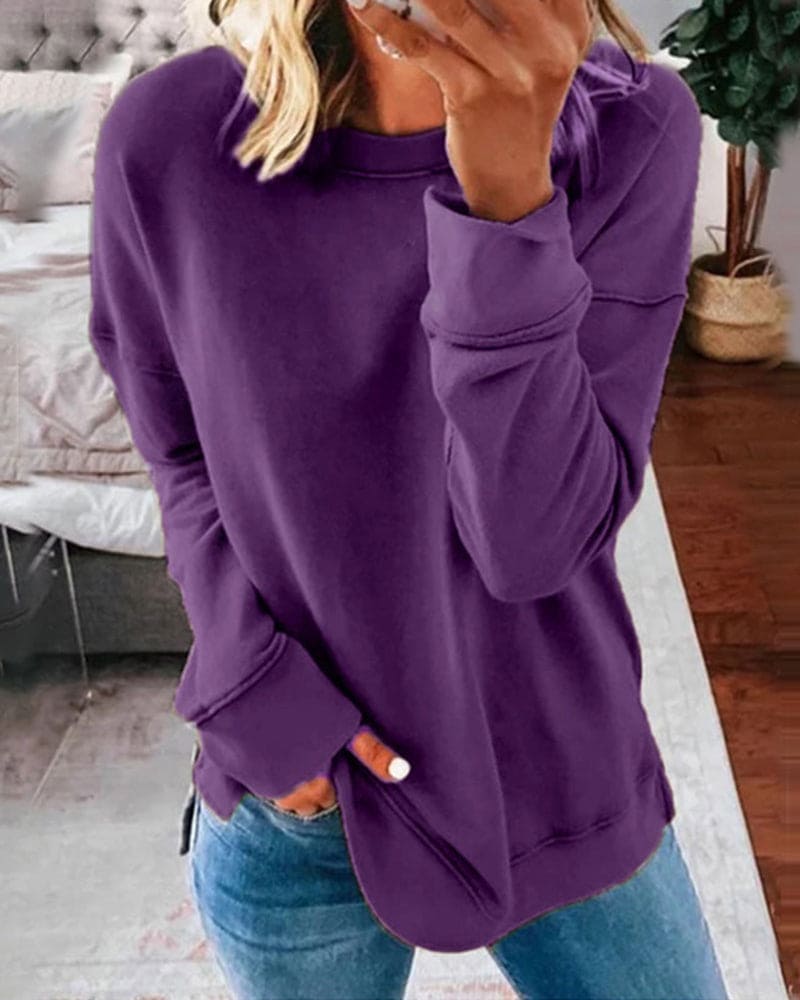Versatile women's loungewear top with a simple pullover design