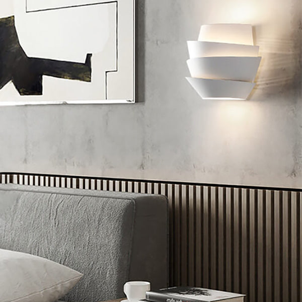 Living room interior decorated with contemporary iron up down light fixture