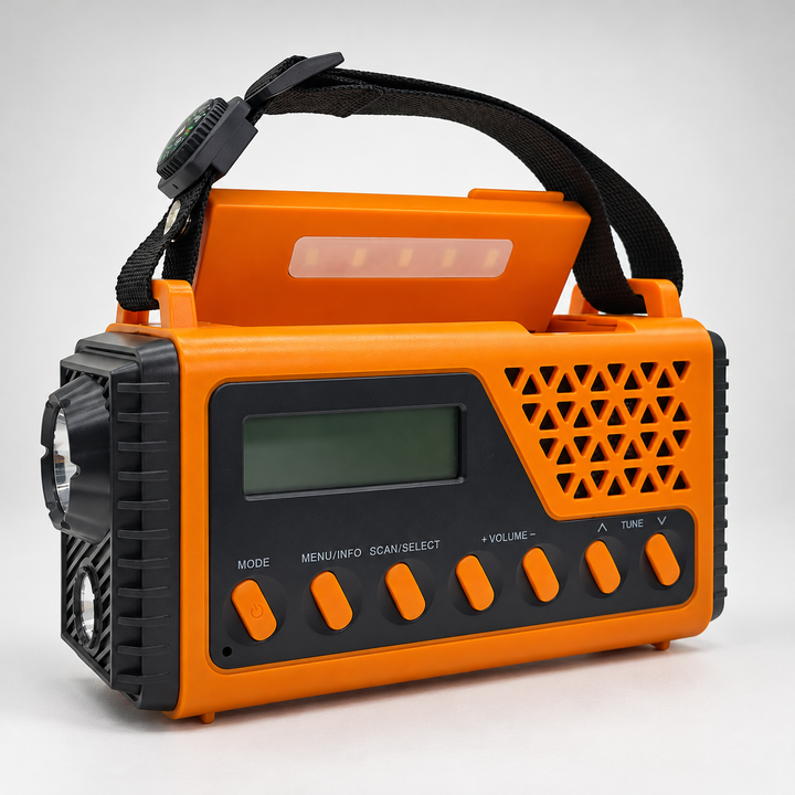 Complete emergency preparedness kit including the solar hand crank radio