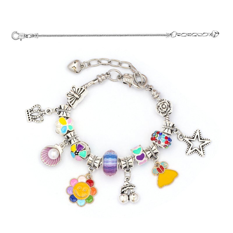 Children craft kit featuring assorted pastel beads for DIY jewelry design