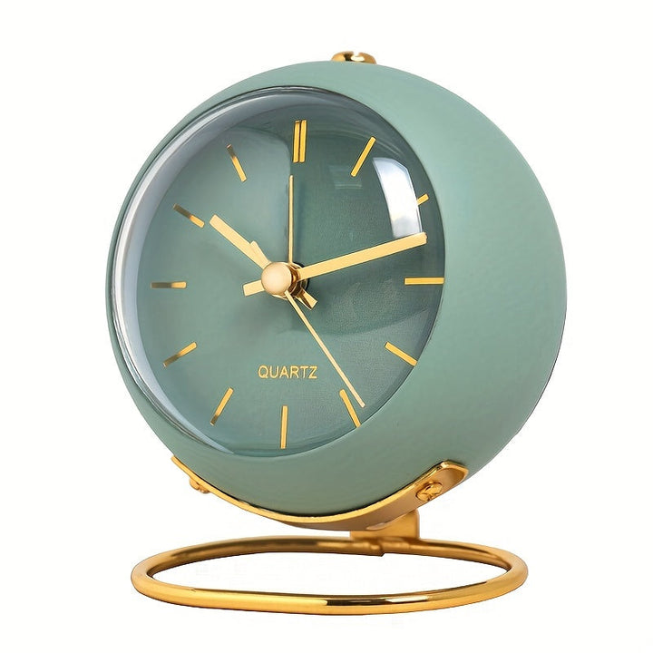 Nordic style desk clock angled view highlighting metal frame
