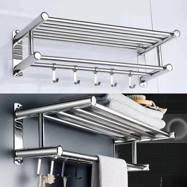 Sturdy stainless steel storage rack and towel rail for home improvement