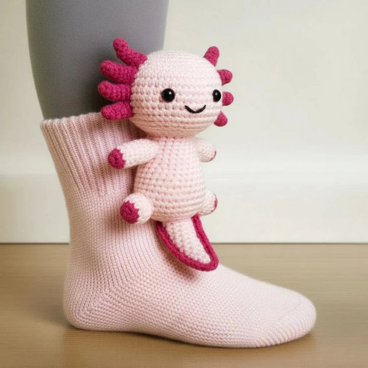 Fuzzy novelty socks showcasing delightful 3D animal details and comfort