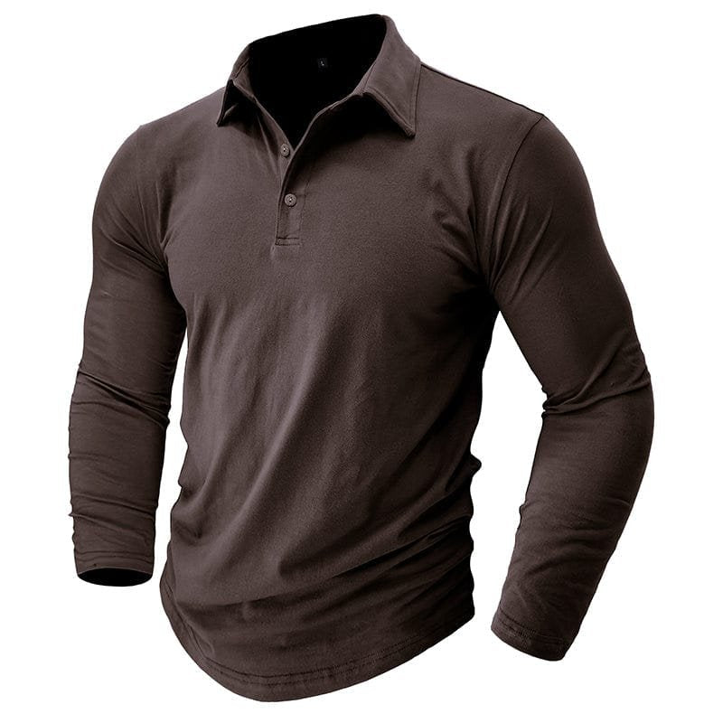 Versatile menswear polo shirt styled for autumn and spring layering.