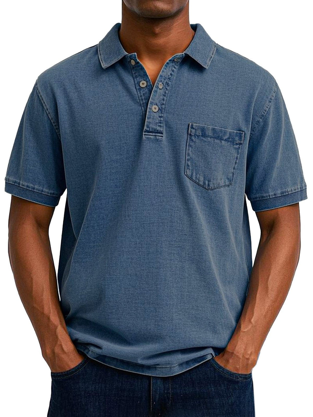 Short sleeve retro fashion polo shirt for men side profile