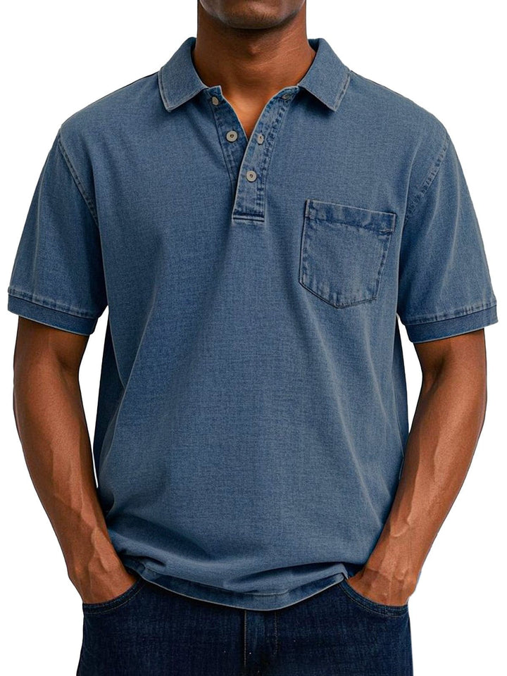 Short sleeve retro fashion polo shirt for men side profile