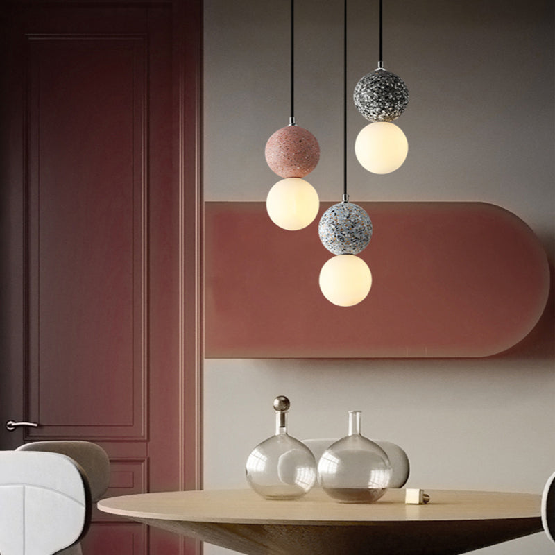 Close-up view of the sleek metal finish on the modern LED pendant lamp fixture