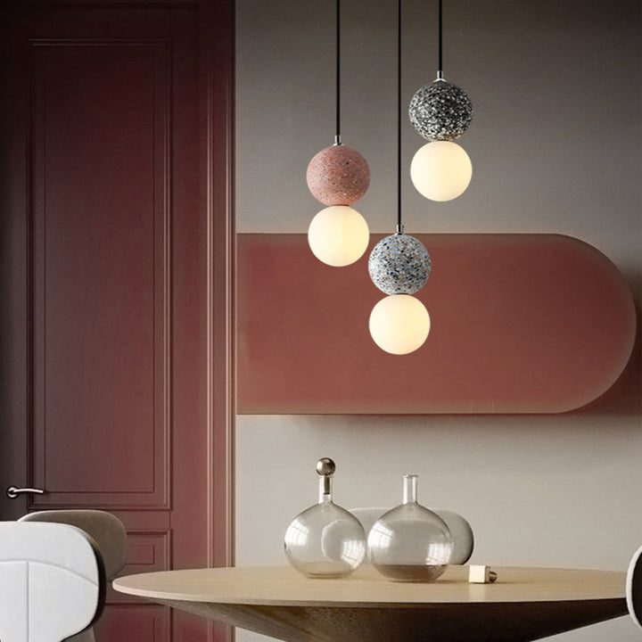 Close-up view of the sleek metal finish on the modern LED pendant lamp fixture
