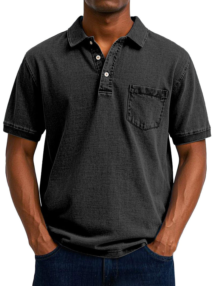 Men's vintage casual polo shirt in a relaxed fit front view