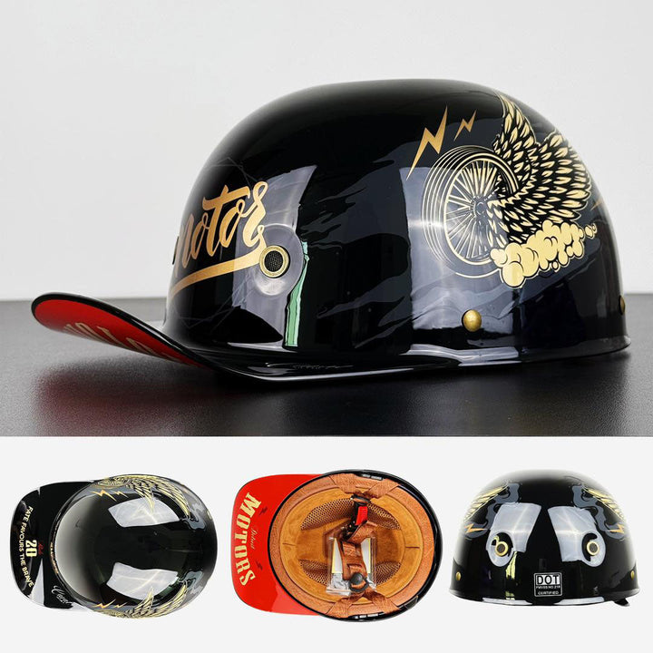 Back view of unisex half helmet showing adjustable strap