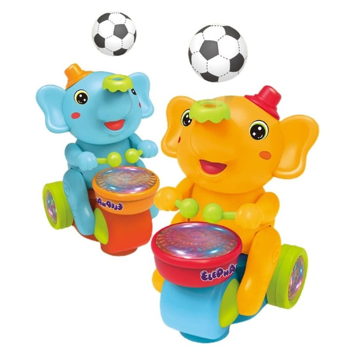 Blue and orange baby elephant drum musical toys with football decorations