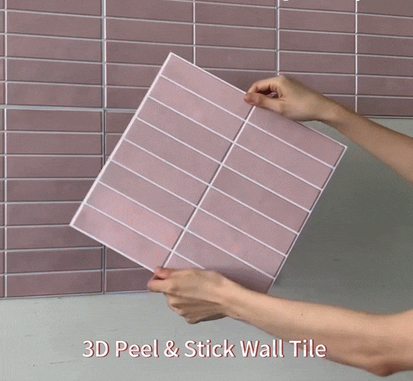 Interior design showcasing white 3D tile look self adhesive wall panels