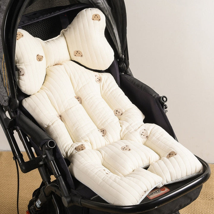 Close-up of premium breathable mesh fabric on baby pushchair accessory