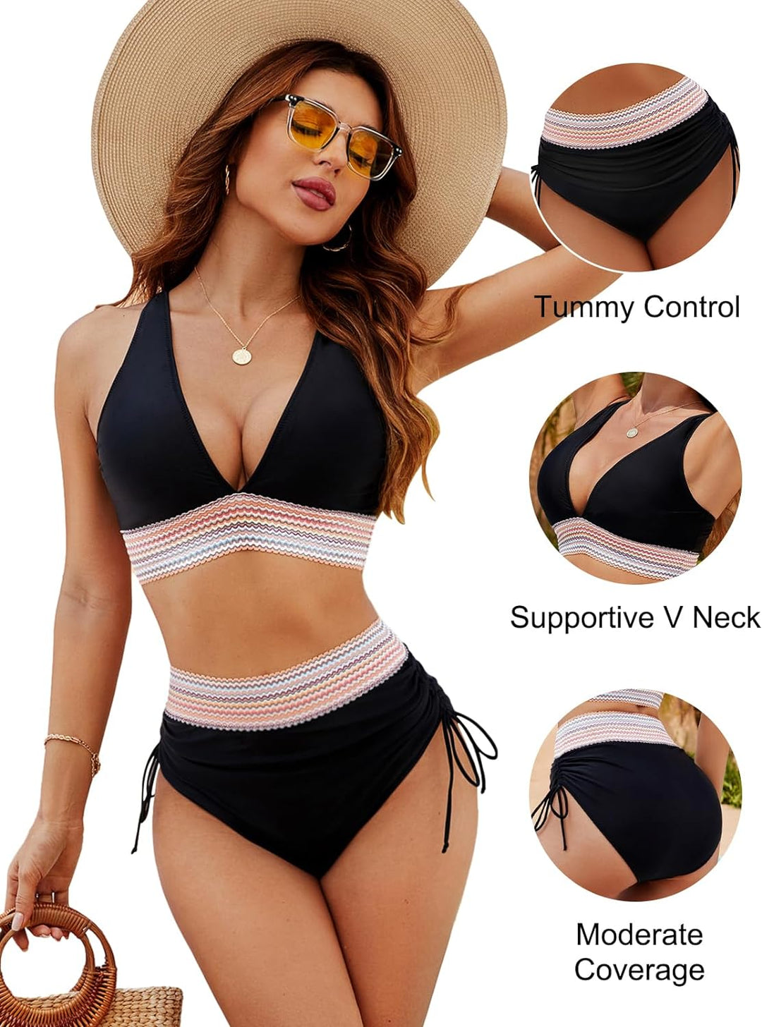 Plus size bikini option featuring high-waisted tummy-control fit