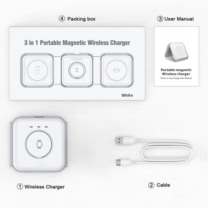 Compact travel charger folding mechanism shown half-closed against a clean minimalist background