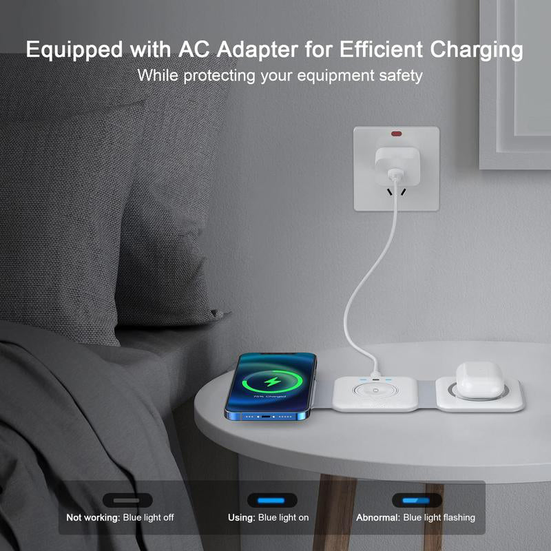 Top-down view of the portable foldable wireless charger neatly folded for travel packing