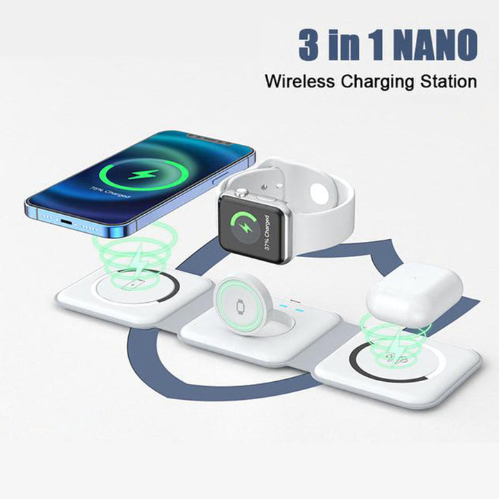 Close-up shot of magnetic alignment ring on the wireless charging pad holding a smartphone securely