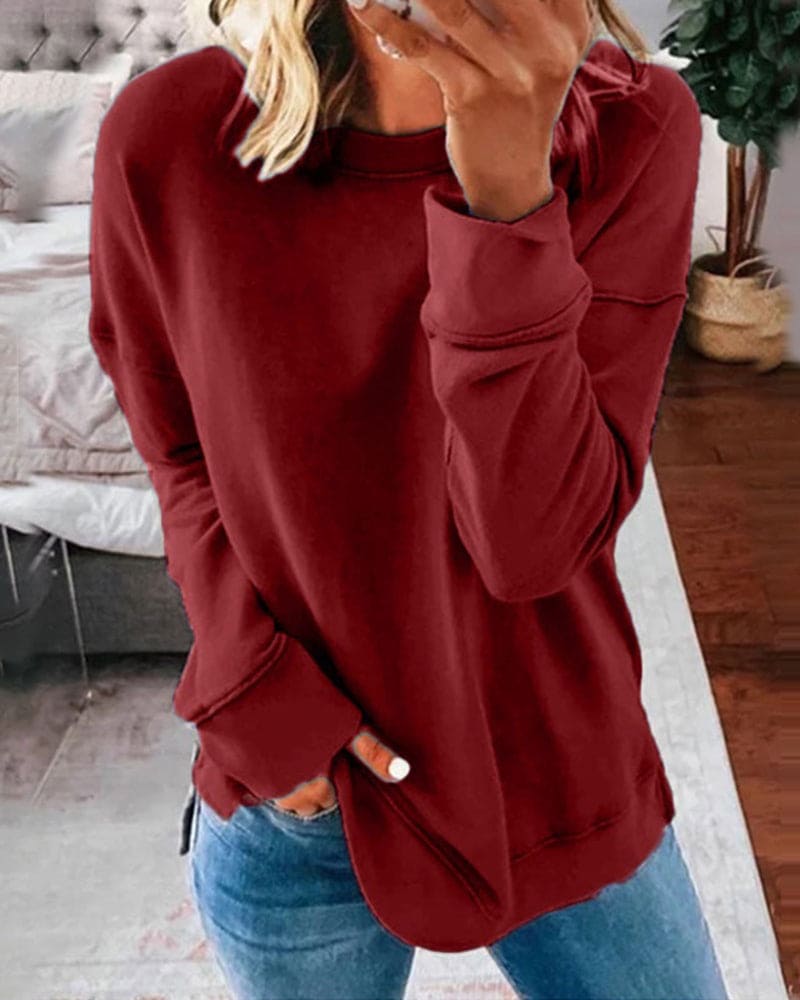 Comfortable women's pullover sweater featuring a soft casual design