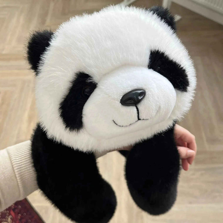 Packaging and full view of weighted panda stress relief toy
