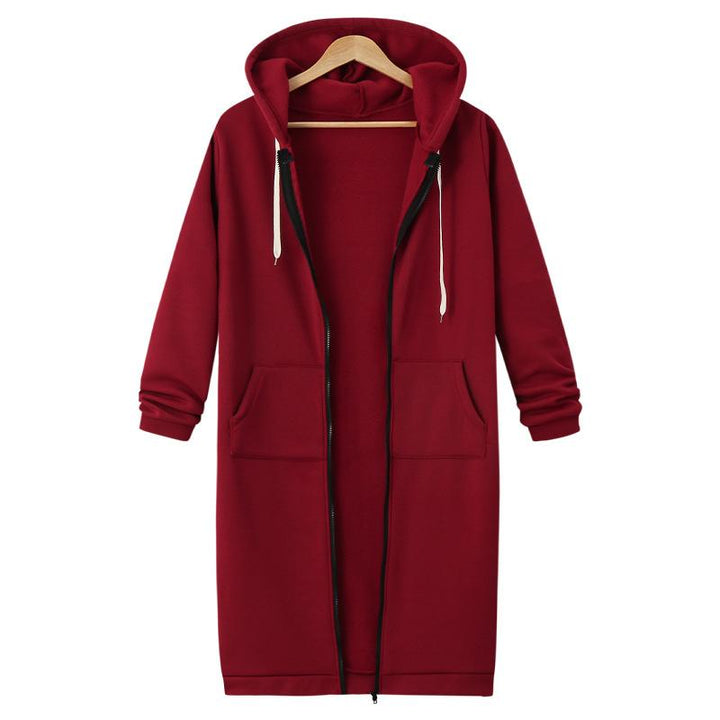 Detailed shot of hood on womens winter fashion cardigan