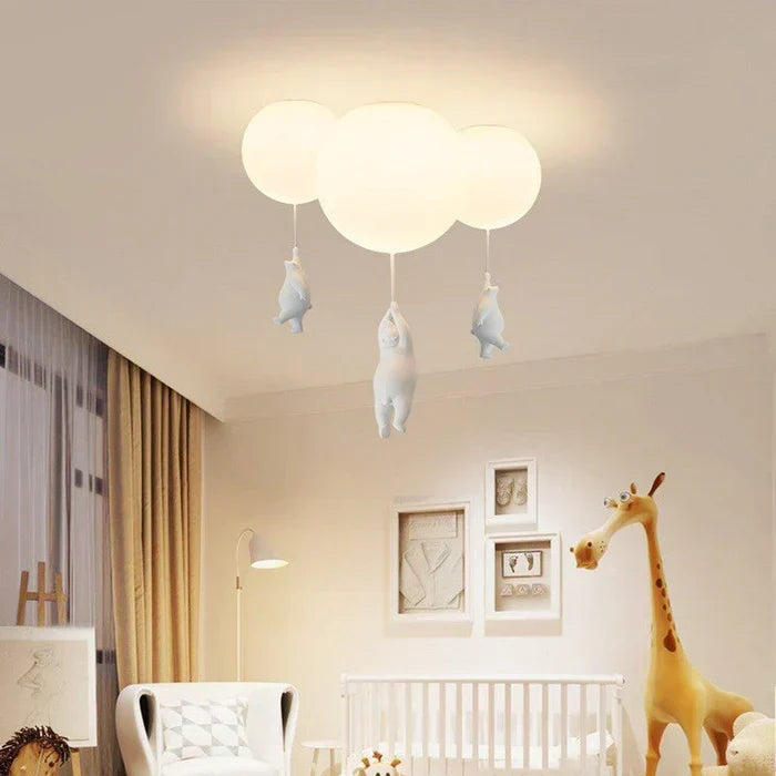 Balloon light fixture detail showing quality craftsmanship of children ceiling lamp