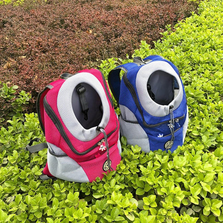 Dog travel bag featuring breathable mesh panels for ventilation