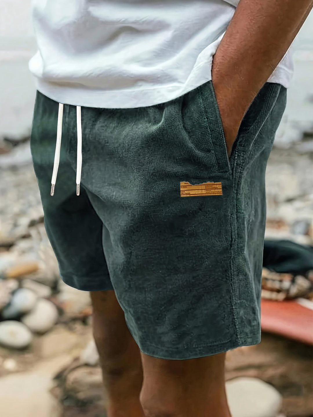 Mens relaxed fit drawstring shorts in casual summer wear style