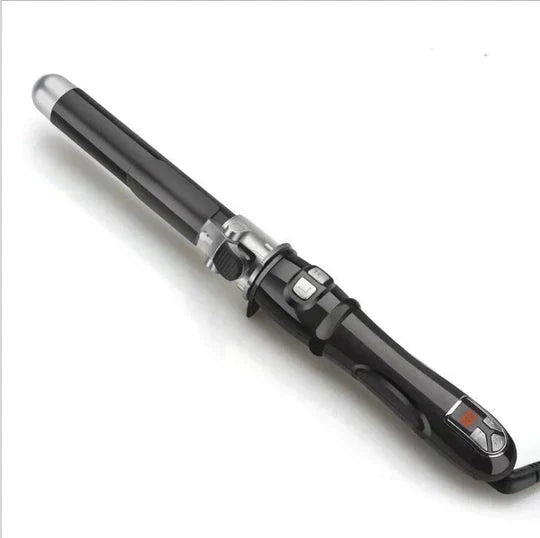 Automatic cordless hair curler device showing digital LED display