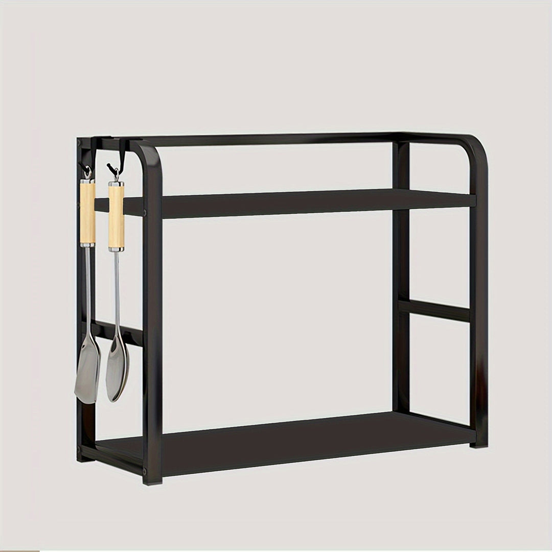Brown and black stainless steel rack for kitchen organizer and countertop storage