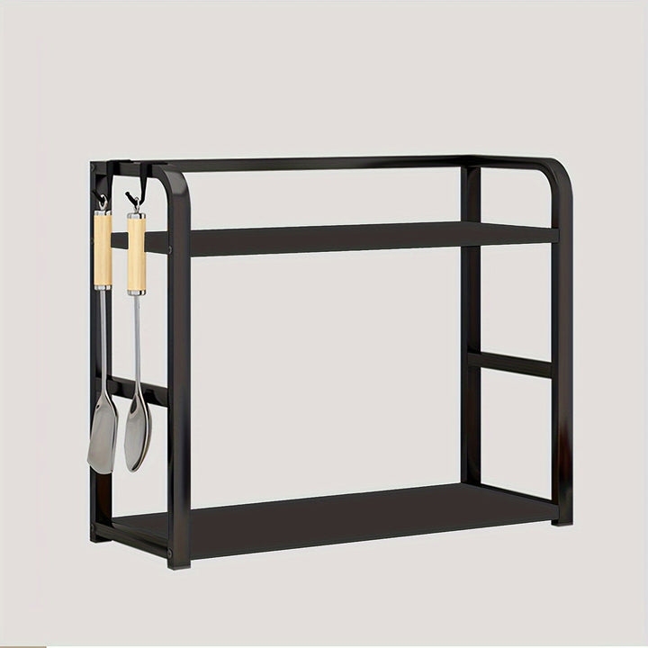 Brown and black stainless steel rack for kitchen organizer and countertop storage
