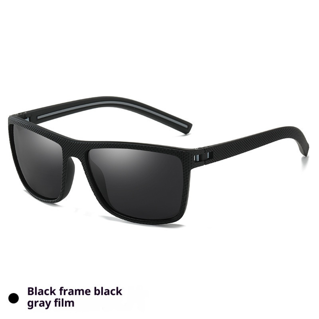 Stylish mens polarized sunglasses resting on a flat surface