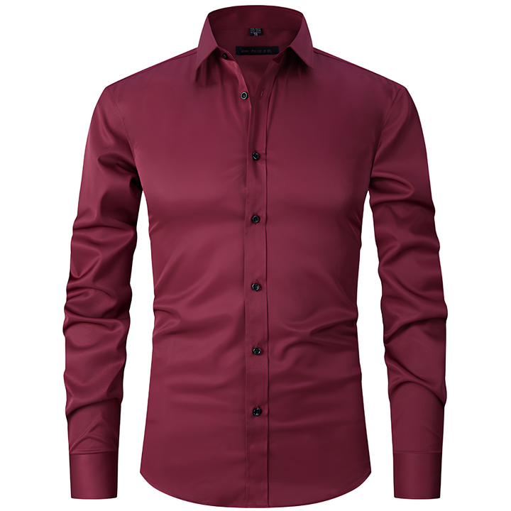 Mens shirt with button cuffs and standard collar detail
