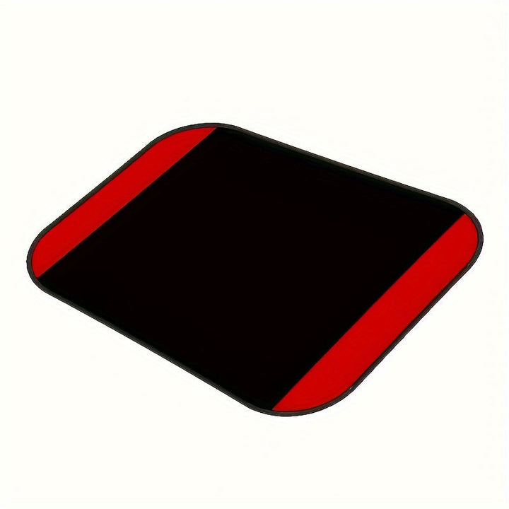 Single rectangular car mat featuring red side stripes