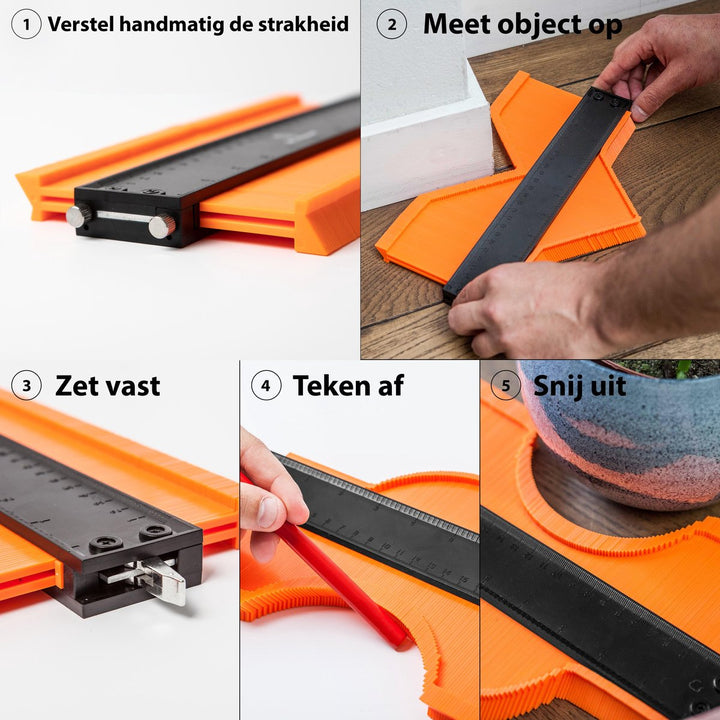Five-step instruction guide demonstrating how to use the shape tracing tool