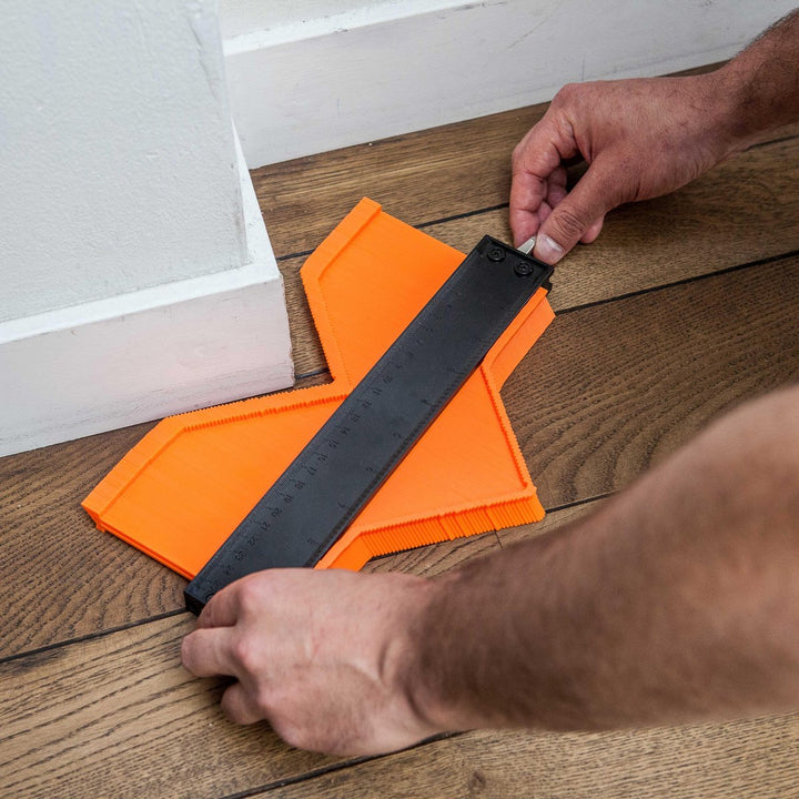 Shape duplicator tool accurately copying tile corner for home improvement DIY projects