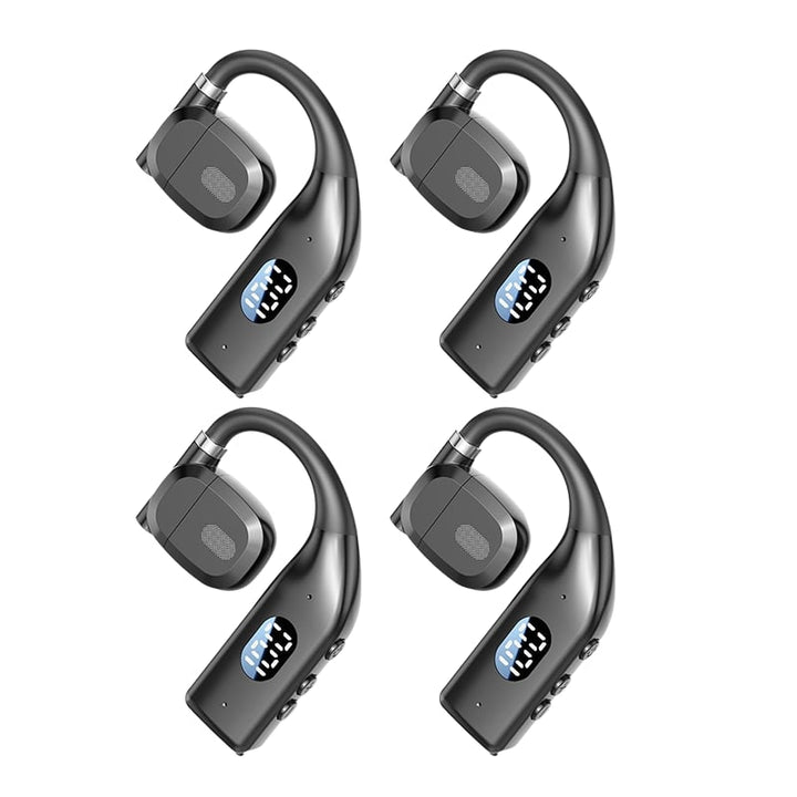 Black open-ear headset angled view showcasing modern aesthetics