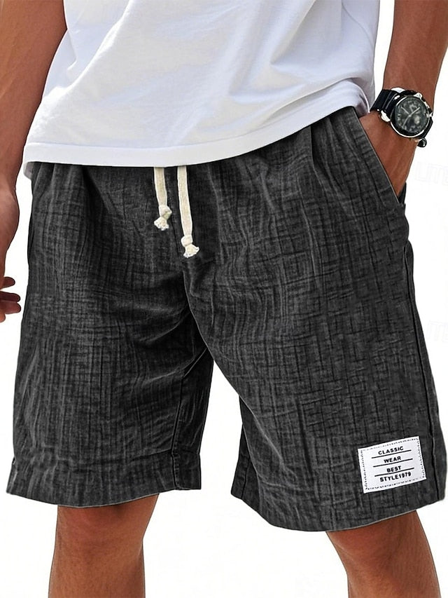 Detailed shot of drawstring and elastic waist on mens shorts