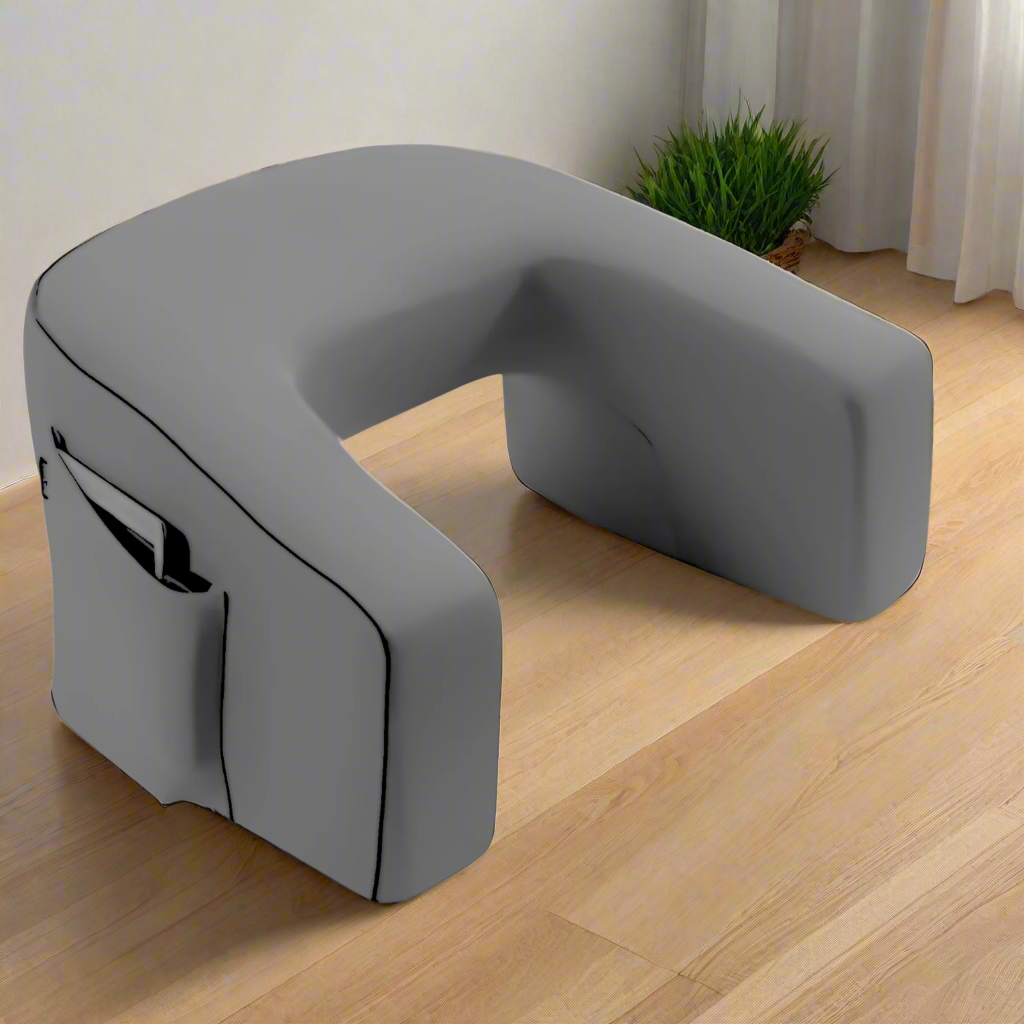 Ergonomic lap pillow detail showing armrests and supportive backrest