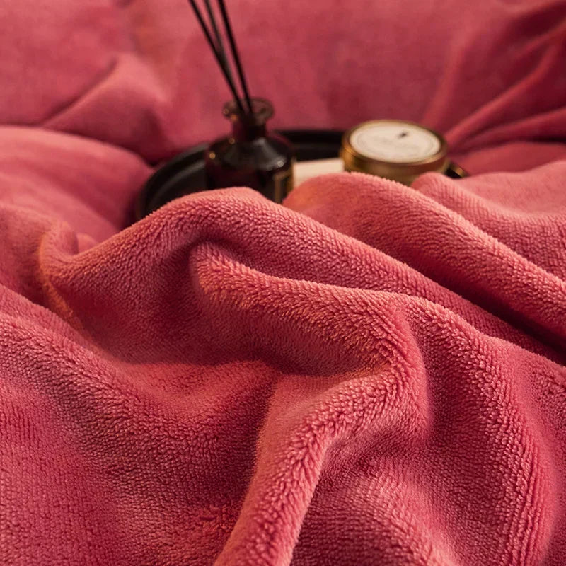 Soft bedding collection layout highlighting thermal blanket and pillowcases