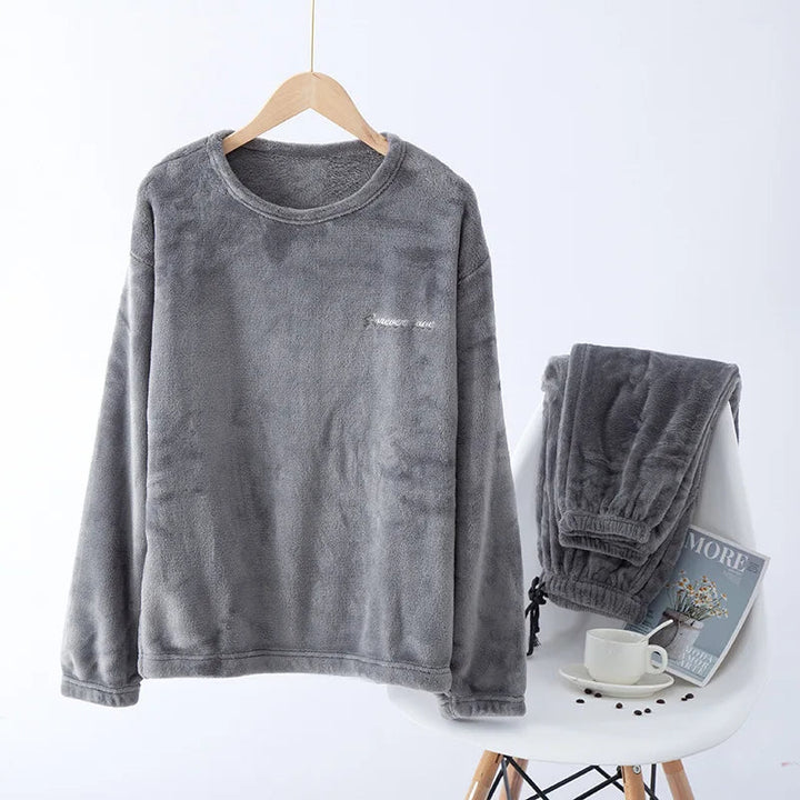 Soft winter sleepwear for men featuring long sleeve top and trousers