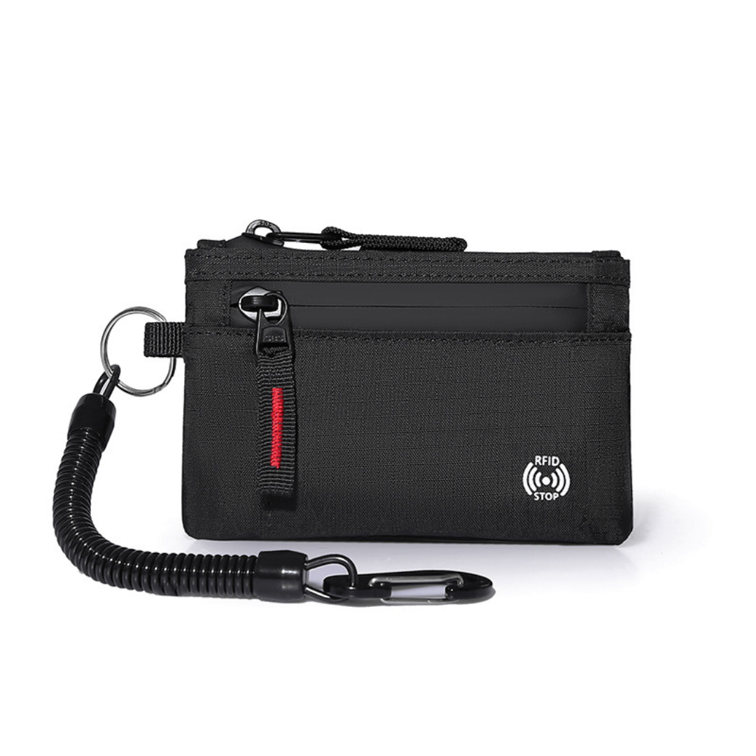 Slim leather-look wallet with convenient pull tab