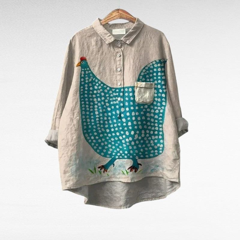 Women's elegant summer blouse in gray with a relaxed fit