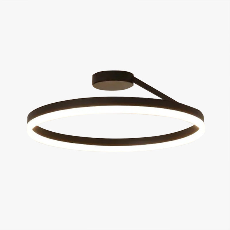 Modern black LED ring ceiling lamp isolated on plain background